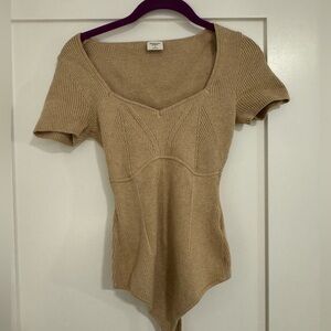 Abercrombie & Fitch Tan Ribbed Bodysuit